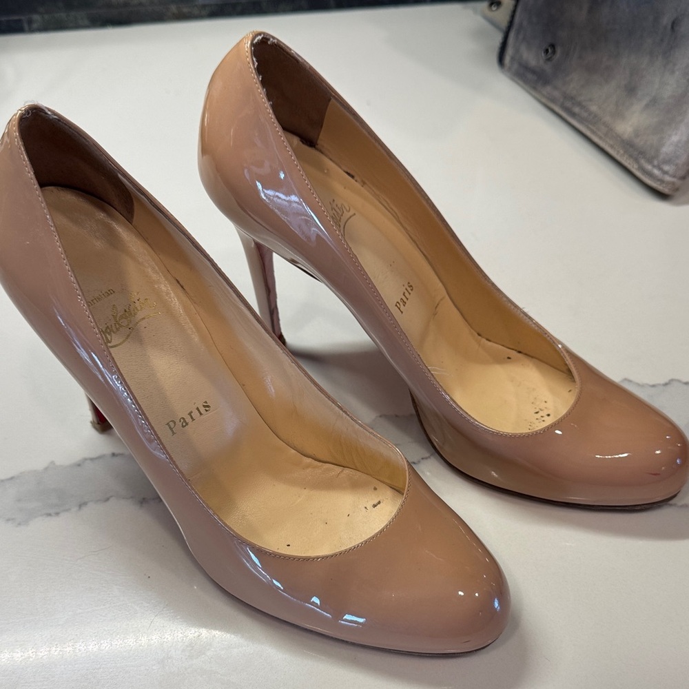 Christian Louboutin Blush Nude Patent Leather Heels- size 39.5